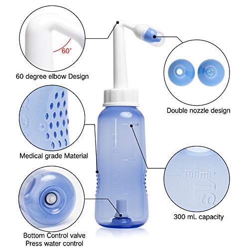 Garrafa de Lavagem Nasal 300 ml Lavagem Nasal Garrafa de Lavagem de Nariz Limpador de Pressão para C