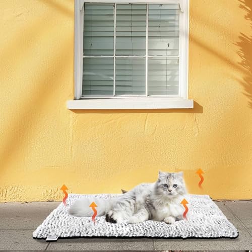 Nobleza Selbstheizende Decke für Hunde & Katzen, Wärmedecke Katze Ohne Strom Winter, Wärmematte Hund, Flauschig Waschbar, Hundematte Selbstwärmende, Geräuschlos rutschfest, 115x70cm