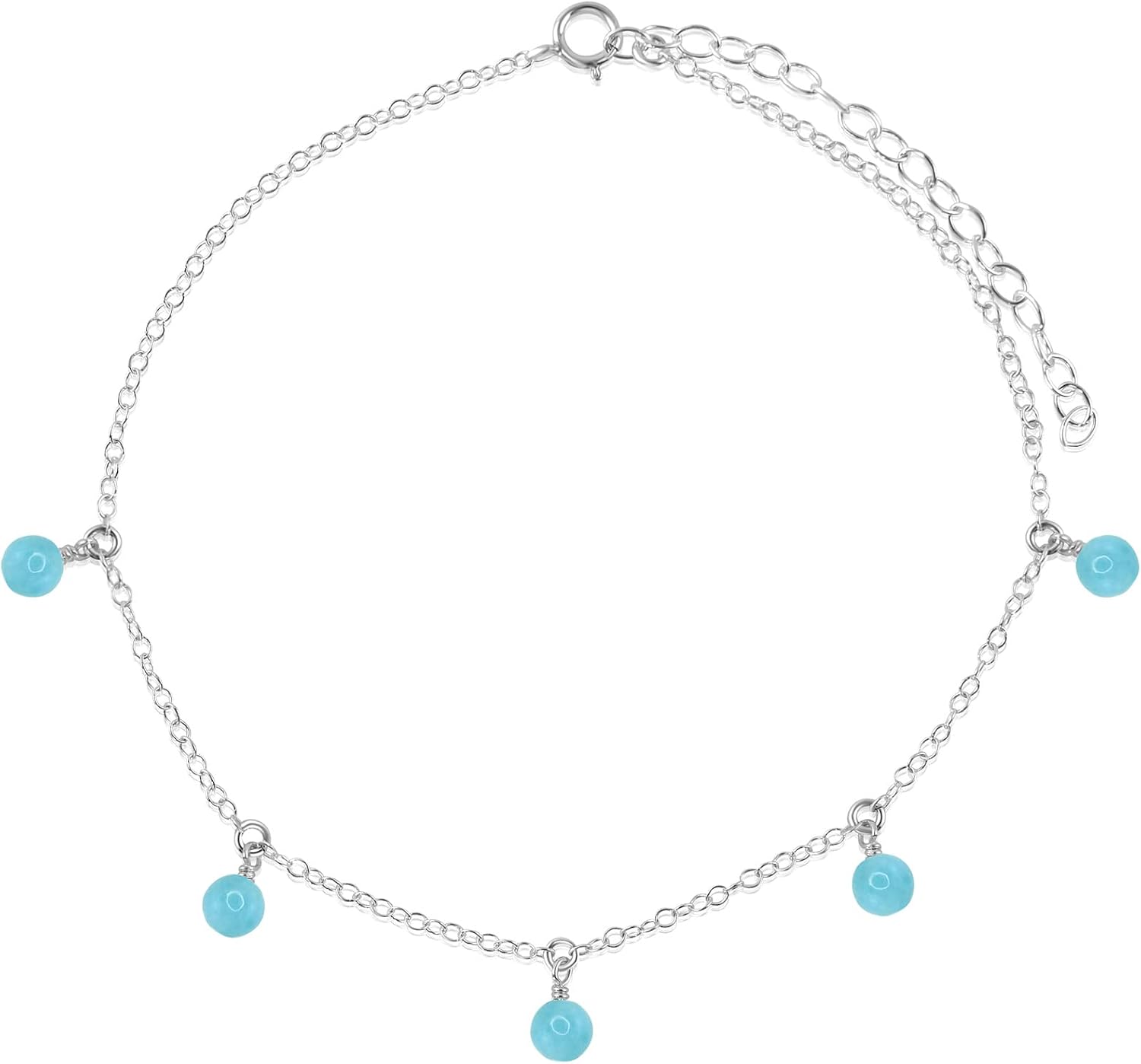 Luna Tide Larimar Bead Drop Anklet in Sterling Silver