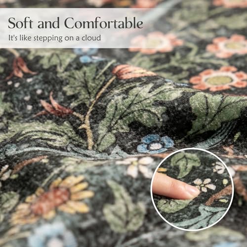Tapete MUJOO 3x5 Floral Lavable Antideslizante Interior miniatura 6