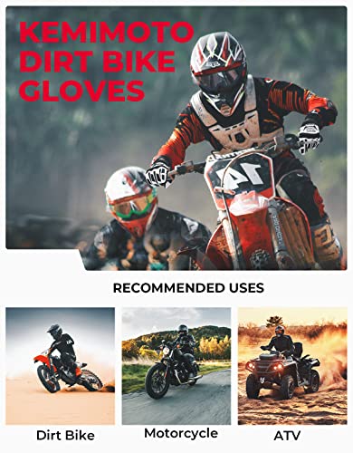 Kemimoto Dirt Bike Gloves Motocross Gloves Atv Motorcycle Gloves For Men Women Youth Off-Road Gloves Riding Gloves Touch-Screen Breathable Mountain Bike Racing Gloves For Bmx Mtb Mx,M,White #TOP7
