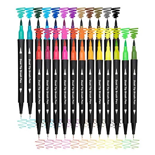 Dual Brush Marker Pens for Coloring,24 Colored Markers,Fine Point and Brush Tip Art Markers for Kids Adult Coloring Books Bullet Journals Planners,Note Taking Coloring Writing