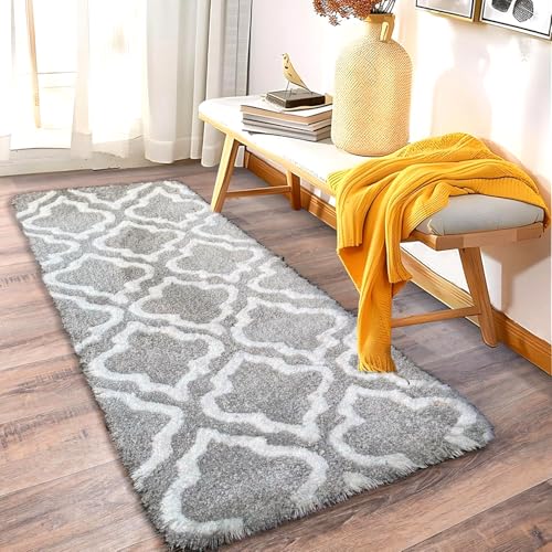 Image of 2x8 feet Soft Runner Rug for Living Room and Bedroom, Modern Indoor Floor Carpet with Non-Slip Backing, Comfortable Decorative Home Decor Rug, Easy Clean & Durable- (Grey M III, Rectangular)
