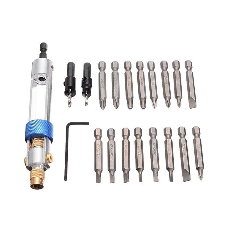 20PC HSS Countersink Screwdriver Conversion Set - Dual-Use Quick-Change Electric Bit Kit for Drilling & Screwdriving