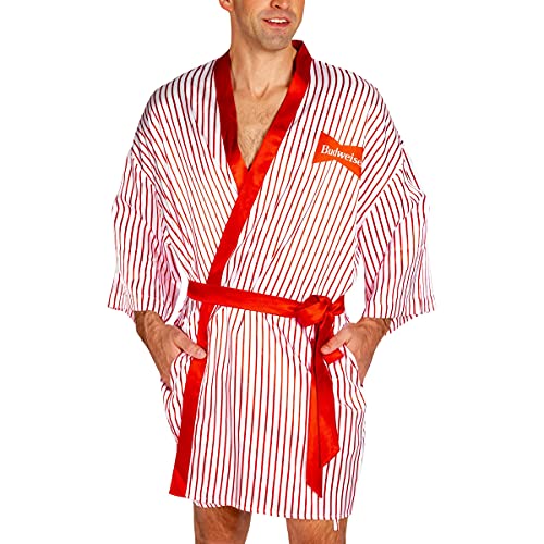 Shinesty Men's Vintage Budweiser Satin The 1876er Striped Robe