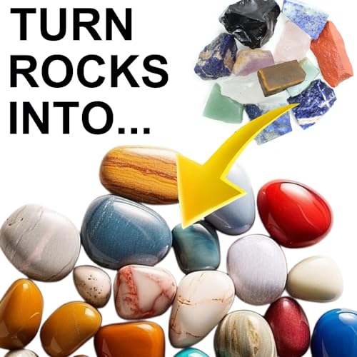 3.6LB Professional Rock Tumbler Kit with 10 Belts, 3 Speed Settings & Digital 9-Day Timer, Rough Gemstones, 4 Polishing Grits, STEM Science Kit for Adults Kids