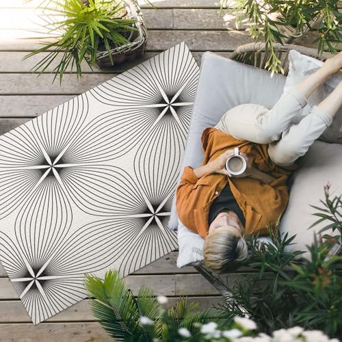 Tapis extérieur vinyle 100x150 cm durable et résistant aux UV style fleuri chic - 3