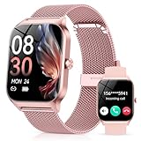 CASCHO Smart Watches for Women, 1.85' HD Smartwatch with 120+ Sports Modes/Heart Rate/Sleep Monitor, Fitness Tracker with Bluetooth Calling/Voice Control for Android iOS, Rose Gold