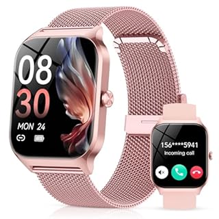 CASCHO Smart Watches for Women, 1.85" HD Smartwatch with 120+ Sports Modes/Heart Rate/Sleep Monitor, Fitness Tracker with Bluetooth Calling/Voice Control for Android iOS, Rose Gold