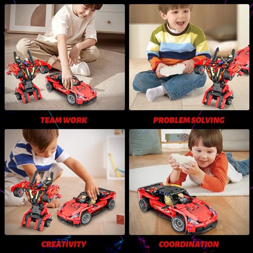 Image of HSANHE Remote Control Racing Car Building Kit, Compatible with Lego STEM Toys for Kids 2 in 1 Model Car Kit 425 PCS, Gifts Toys for Age 6-12 Years Old Kids Boys