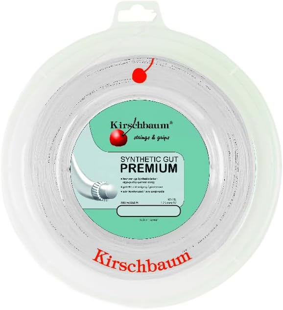 Kirschbaum Reel Synthetic Gut Premium White 1.30mm (16G) 660ft | 660ft Reel, 1.30mm Gauge, 16G String, White Color