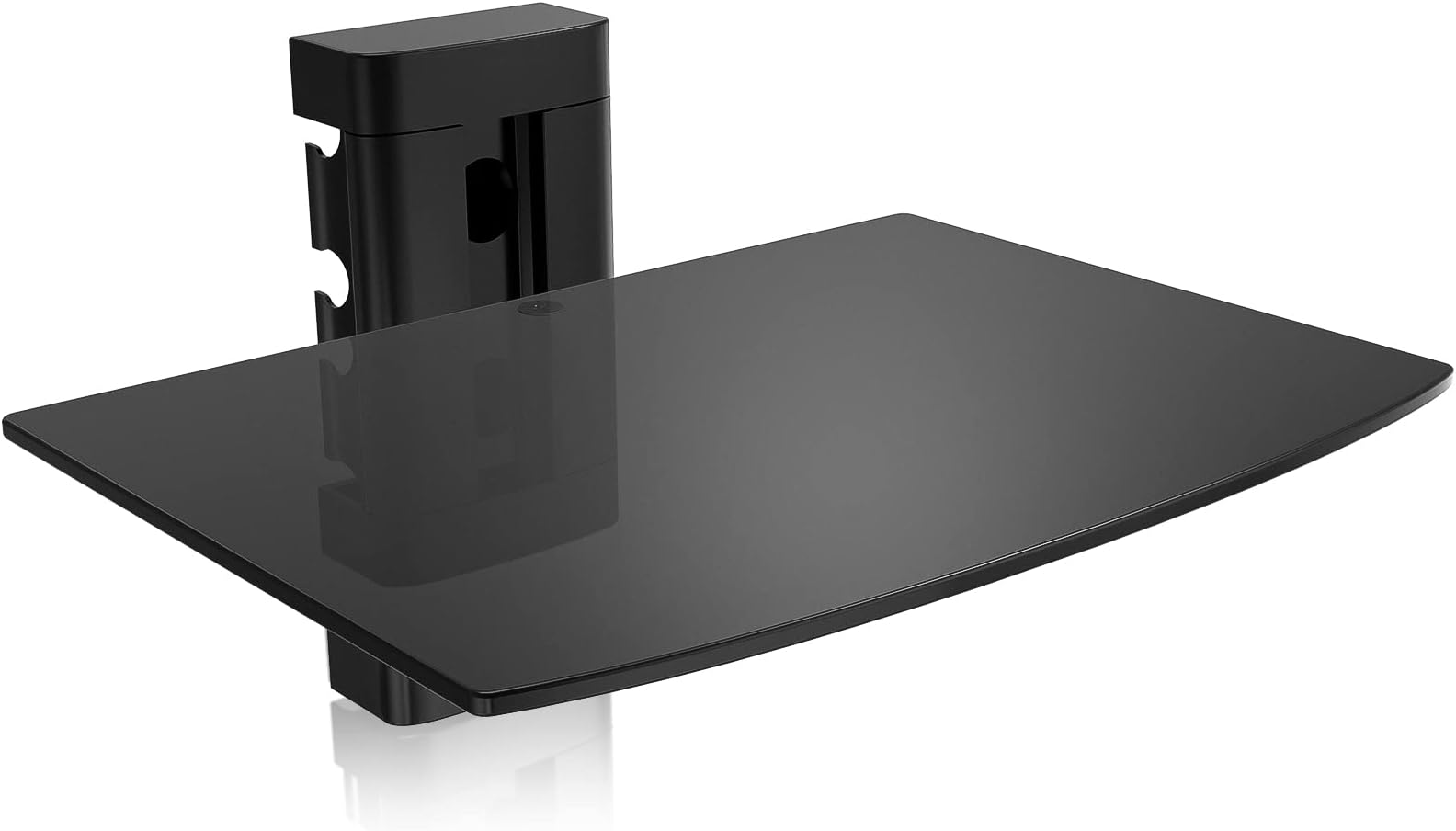 Vemount Floating Shelves, 1-Tier Black Floating Shelf with Strengthened Tempered Glass for DVD Player, Sky/Virgin Box, Games Consoles, TV Accessories, Speakers and More