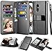 Njjex Compatible with LG Stylo 5 Case/LG Stylo 5X/Stylo 5V/Stylo 5 Plus Wallet Case, [9 Card Slots] PU Leather Card Holder Folio Flip [Detachable][Kickstand] Magnetic Phone Cover & Lanyard [Black]