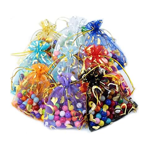 AWAVM 100 PCS Mixed Colour Heart Gift Bags Cover