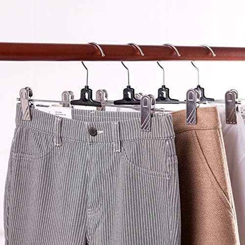 VEHHE Trouser Hangers Space Saving 20 Pack Skirt Hangers with Adjustable Clips Clothes Hangers Pants Jeans Clamp Hangers Non Slip Add on for Clothes Shoes Slacks Ties Hats Kids (Silver)
