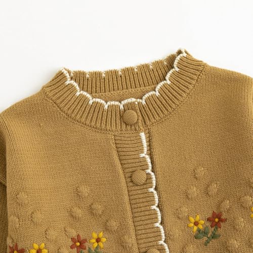 Image of Simplee kids Baby Sweater Toddler Girls Cardigan Sweater Embroidered Strawberry Knit Sweater