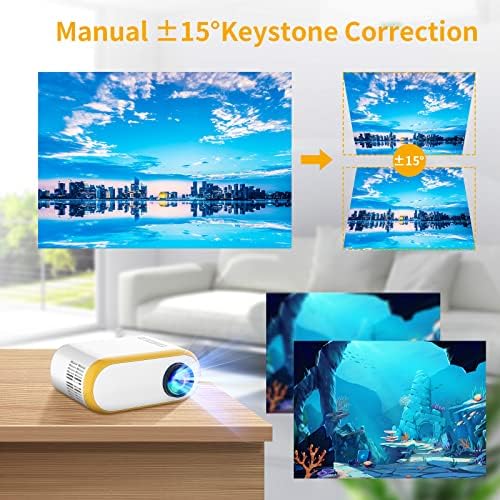 SOTEFE Mini Projector Portable - LED Video Projector 1080P Full HD Compatible avec TV-Stick iPhone Samsung, Huawei Smartphone TV-Box,HDMI,USB,TF Card,AV Audio Home Projector Office Theater Movie