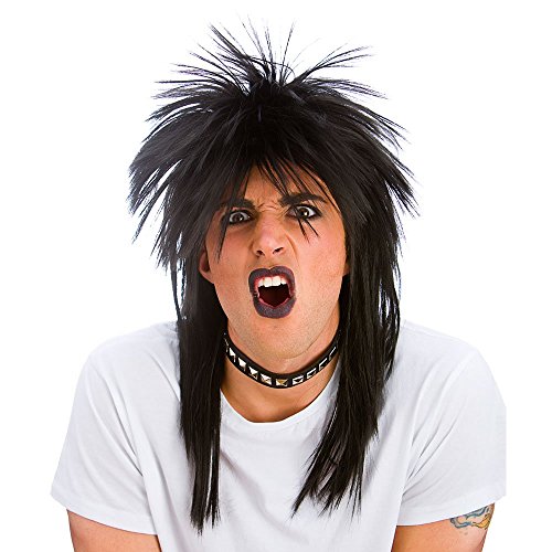 Wicked Costumes Adult 80's Black Rocker Fancy Dress Wig