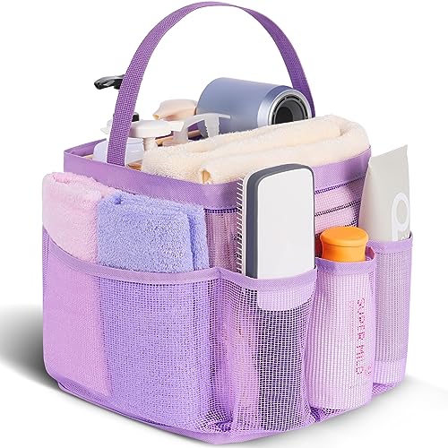 Image of EUDELE Mesh Shower Caddy Portable for College Dorm Room Essentials,Portable Shower Caddy Dorm with 9-Pocket Large Capacity, Shower Bag for Beach, Swimming, Gym, Travel essentials, Purple