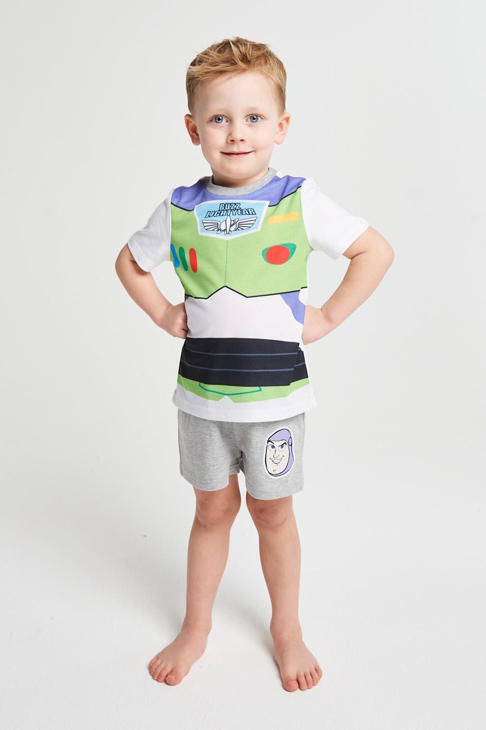 Disney Toy Story - Pigiama corto per ragazzi, confezione da 2 pezzi, magliette a maniche corte e pantaloncini coordinati, con elastico in vita, motivo Buzz Lightyear e Woody