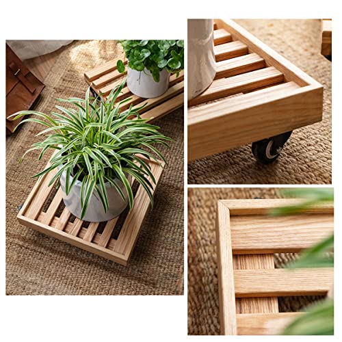 Support pot de fleurs roulettes fluides bois 40,8 cm - Évitez le mal de dos