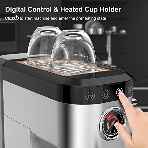 Iahauch 20 Bar Espresso Machine, 1350W Compact Espresso Cofee Machine For Home Office, Stainless Steel Espresso Maker With Milk Frother For Espresso/Macchiato/Latte/Cappuccino, 37Oz Water Tank #TOP3