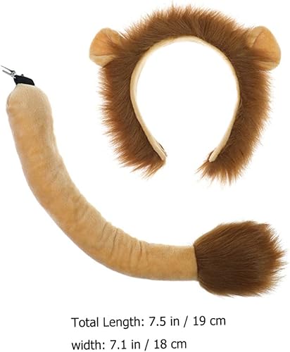 Miniatura 4 de Toyvian Divertido juego de orejas de león y cola para niños, juego de disfraz de león, diadema de animales del zoológico con orejas para Halloween,