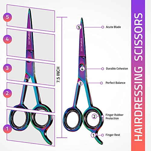 Utopia Care 7,5 Zoll Edelstahl Friseurschere - Professionelle Haar- und Bartschneideschere - Scharf, langlebig (Regenbogen)
