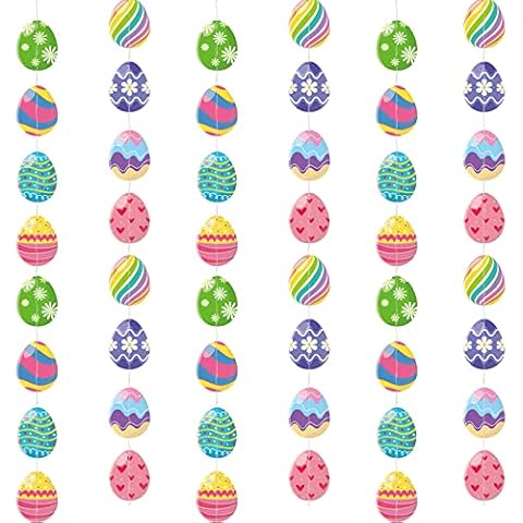 AhfuLife 6pcs Easter Egg Hanging Banner Cover