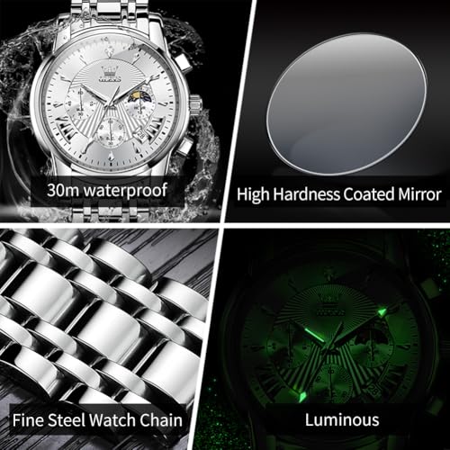 Image of OLEVS Watch for Men Original Chronograph Analog Quartz Waterproof Watch Luxury Premium Businesse Diamond Mens Dress Watches