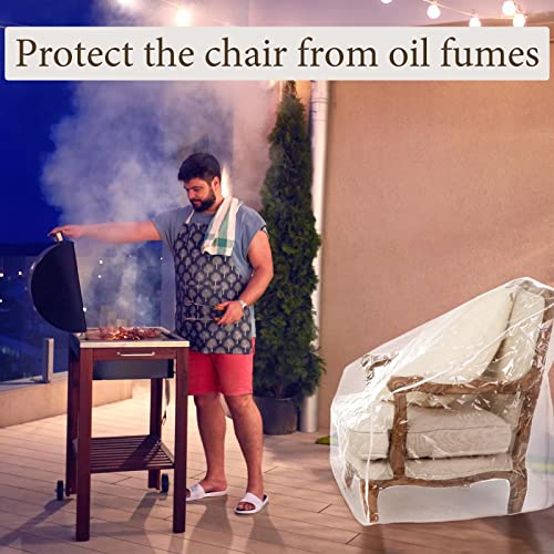 8 Packs Plastic Patio Chair Cover Outdoor Furniture Cover Waterproof Dust Proof Dining Chair Cover Sturdy Couch Cover Armchair Cover Pvc Heavy Duty Sofa Slipcover For Moving And Long Term Storage #TOP4