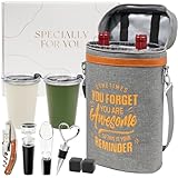Wine Lovers Gift Set Insulated Cooler Bag Holds 2 Bottles & Includes 2 Tumblers Perfect Portable Carrier for Outdoor Adventures Ideal Birthday Christmas Valentine's Day Anniversary Gift for Women Men