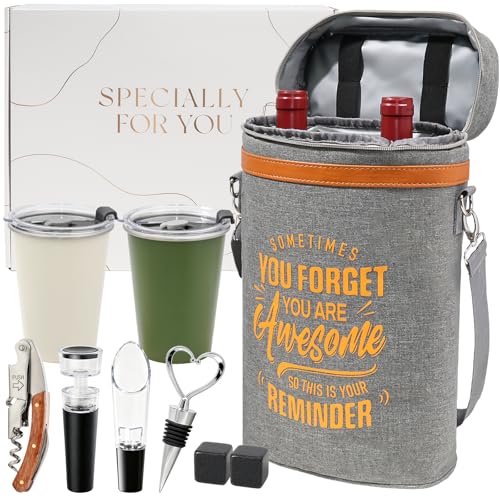 Wine Lovers Gift Set Insulated Cooler Bag Holds 2 Bottles