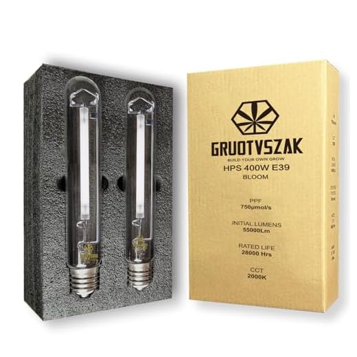 GRUOTVSZAK HPS 400W Grow Light Bulb E39 750μmol 2000K Red Concentrated Spectrum 55000 Lumens Bloom Flowering High Pressure Sodium 2-Pack