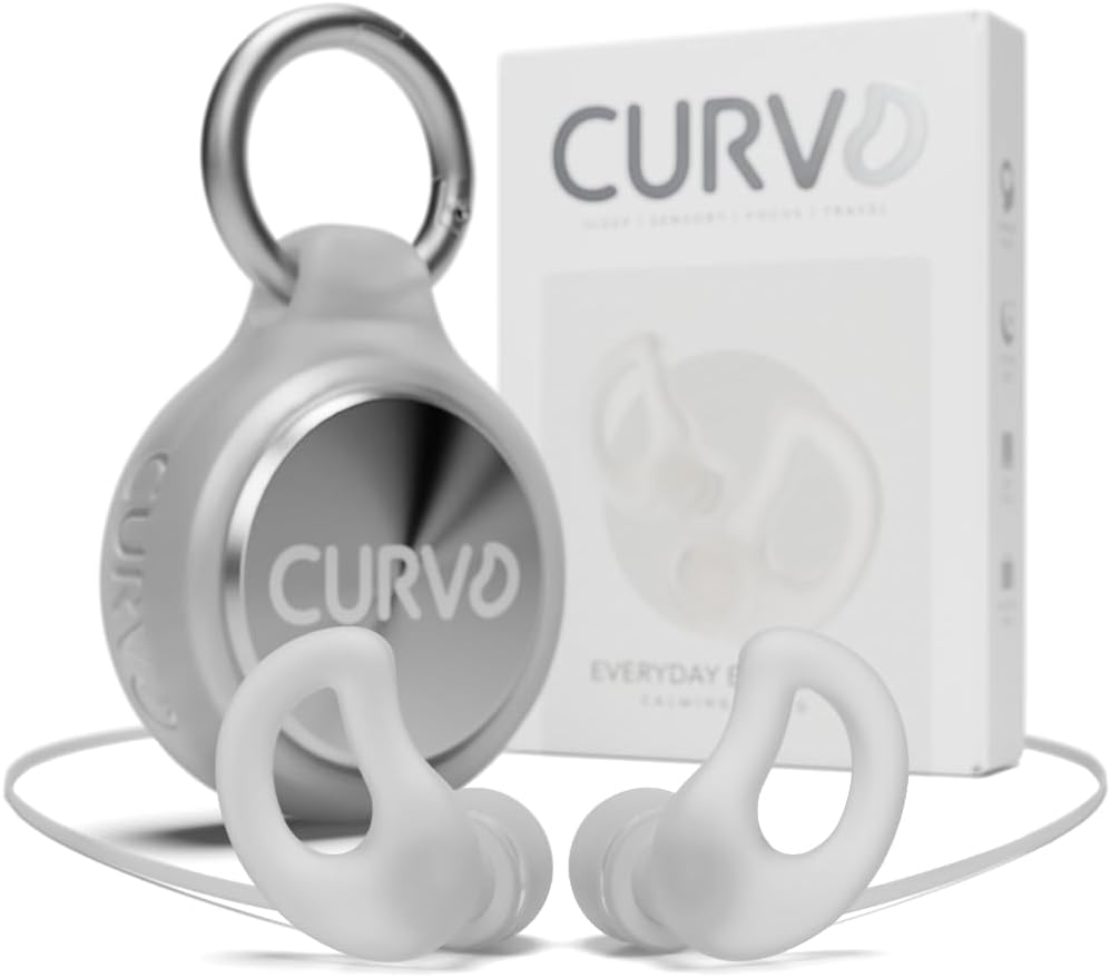 CURVD Everyday Earplugs & Lanyard Bundle, Silicone Cord with Case Clip, Portable Waterproof Container for Sleep, Travel, Noise Sensitivity, Compatible with Various Earplugs (Cloud)