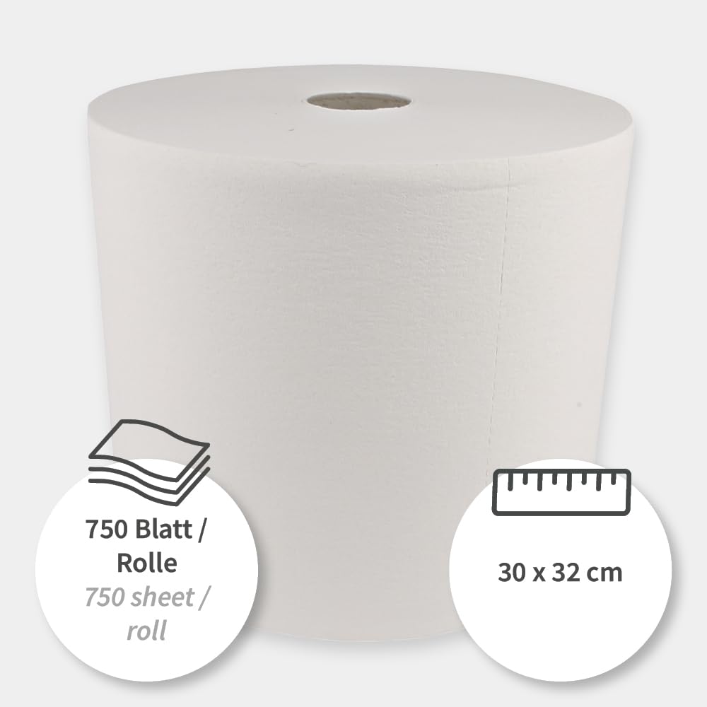 1 Stück Hygoclean Wischtücher Superwip | Zellulose, Rolle, weiß, Abrisse: 750, Laufmeter: 240m, Ø: 35cm, L: 30cm, B: 32cm, Wischtücher, Putzrolle, Reinigungstücher
