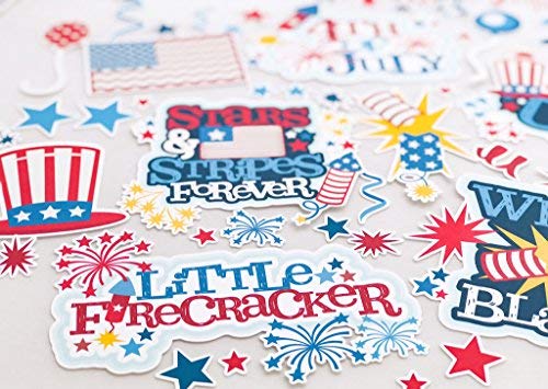 Paper Die Cuts - July 4Th - Over 60 Cardstock Scrapbook Die Cuts - By Miss Kate Cuttables #TOP2