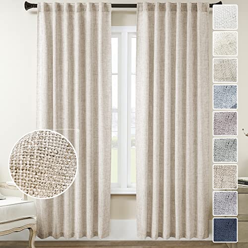 Meetbily Curtains Panels For Back Tab Semi Sheer, Linen Textured Drapes Rod Pocket, Flax Curtains For Farmhouse/Bedroom/Living Room/Window (2-Pack, 50 X 84 Inch, Light Coffee) #TOP3