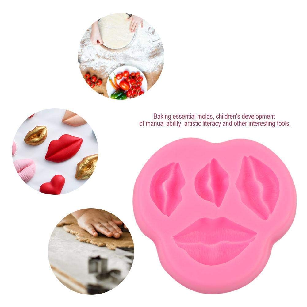 DIY Fondant Silicone Mould+Homemade Cartoon Cake Mold Lip Shape Cake Chocolate Fondant Aroma Mould Baking Tool for Party,Cake Decoration DIY Making(Pink) - Image 3