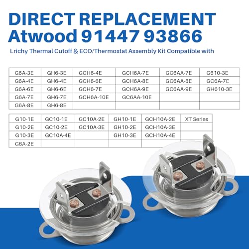 Image of RV Water Heater Thermal Cutoff & ECO Thermostat Assembly Kit for Atwood Gas /Electric EXT Water Heater Replacement Parts 91447 93866, GCH6-4E GCH6-6E G6A-7E G6A-8E GC6AA-9E GCH10A-2E G610-3E