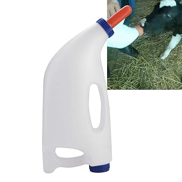 Self Feeding Bottle, 4l Calf Bottle Holder Cow Feeding Milk Bottle Cups Nursing Milk Feeder with Handle,Calf Milk Feeder Bottle with Nipple Sheep Lamb Bottle Holder
