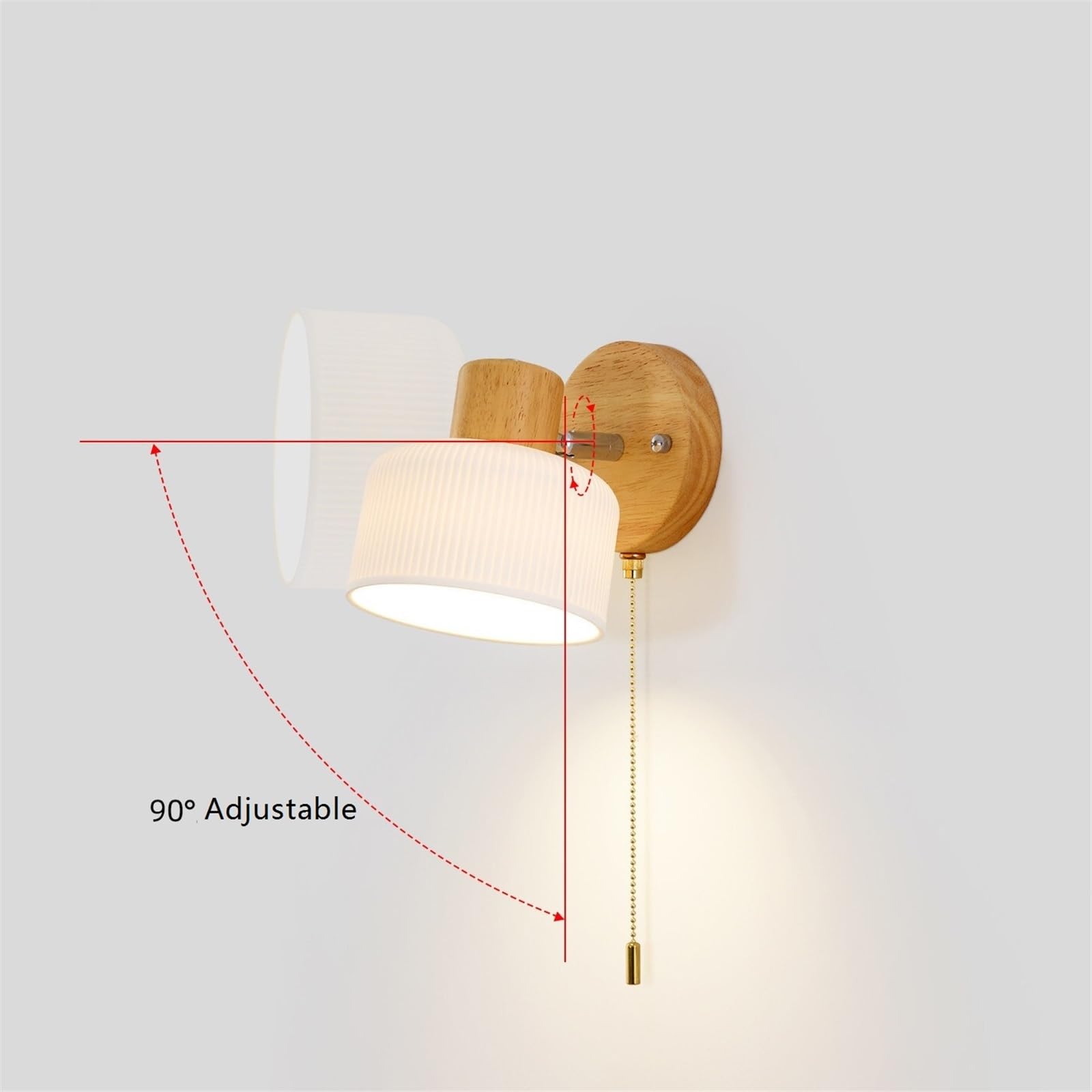 Applique da parete Lampada da parete in legno e ceramica con catenella paralume cilindrico per corridoio