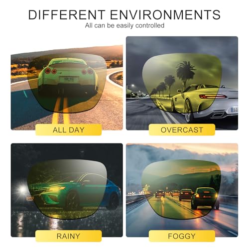 CARFIA Retro Night Vision Glasses for Men - Acetate Square Night Driving Glasses, Reduces Headlight Glare & Enhances Clarity2