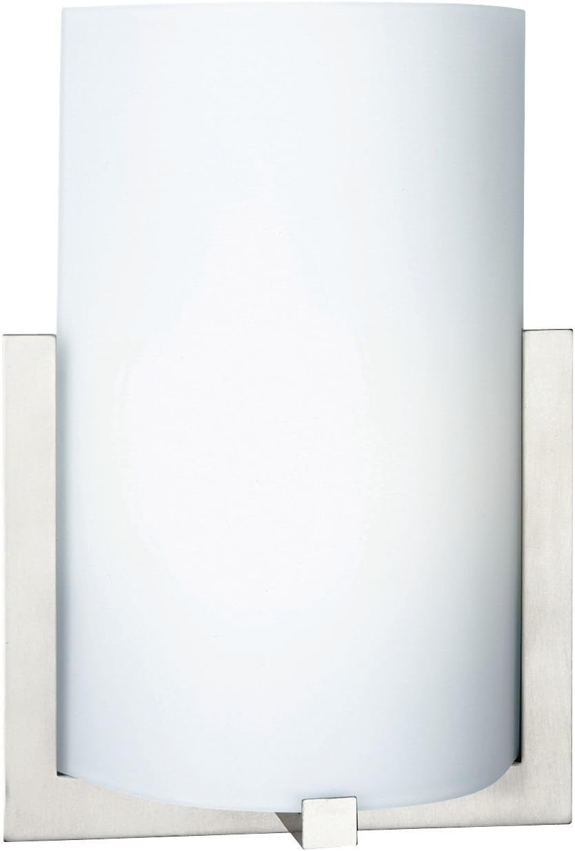 Forecast Lighting F5412-36 Bow One-Light ADA Wall Sconce with Etched Glass, Satin Nickel