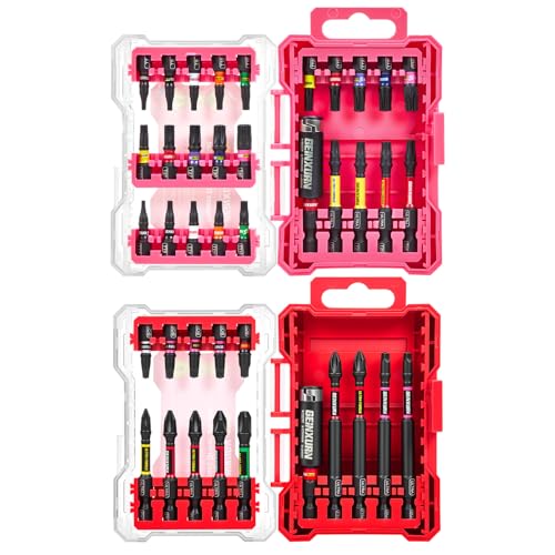 Geinxurn 40Pieces Impact Screwdriver Bits Set, Magnetic S2 Steel Phillips/Square/Torx Insert Power Bits Tips,Impact Bit Holder with Storage Box Case