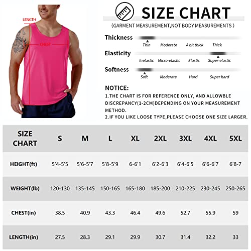 Cqc Men's Sleeveless Shirts Gym Workout Running Quick Dry Tank Top Beach Swim Muscle Athletic Shirt Neon Pink M #TOP5