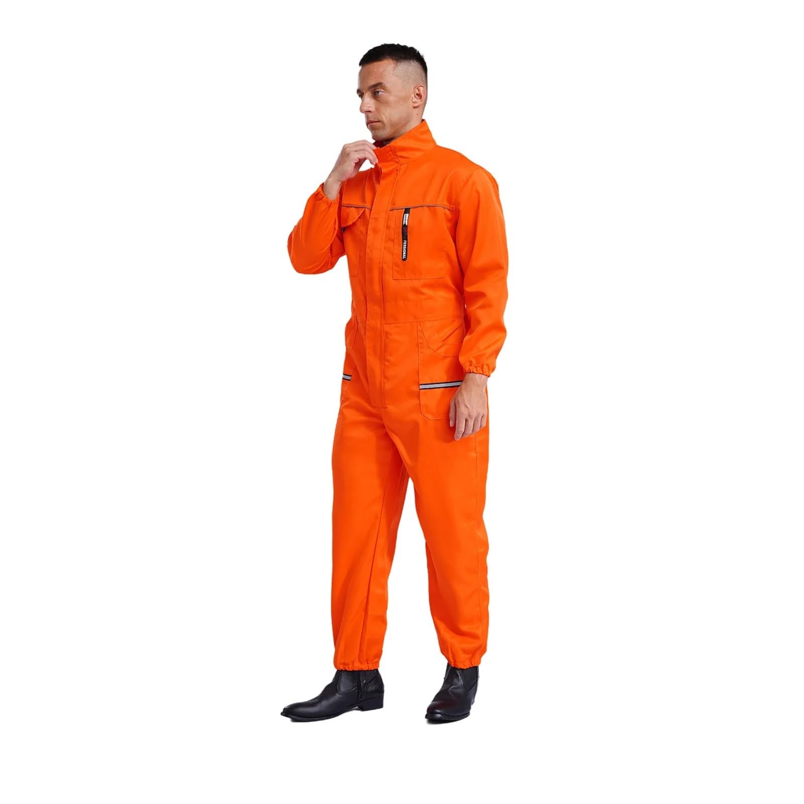 Tuta Da Lavoro Uomo Tute da lavoro resistenti da uomo e da donna, a maniche lunghe, multitasche, uniformi da officina, tute da meccanico riflettenti, abbigliamento da lavoro(Deep Blue,195 (5XL))