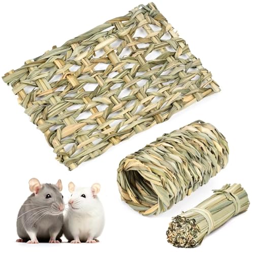 3点セット うさぎのうたた寝ハウス うたた寝 寝床 巣 モルモット 手編みのナチュハウス 草の編み物 無添加無着色 天然素材 ウサギ草のトンネル 小動物 ストレス発散 遊び場 休み場所 ハムスター モルモットフェレットラットケージ濃縮アクセサリー うさぎ