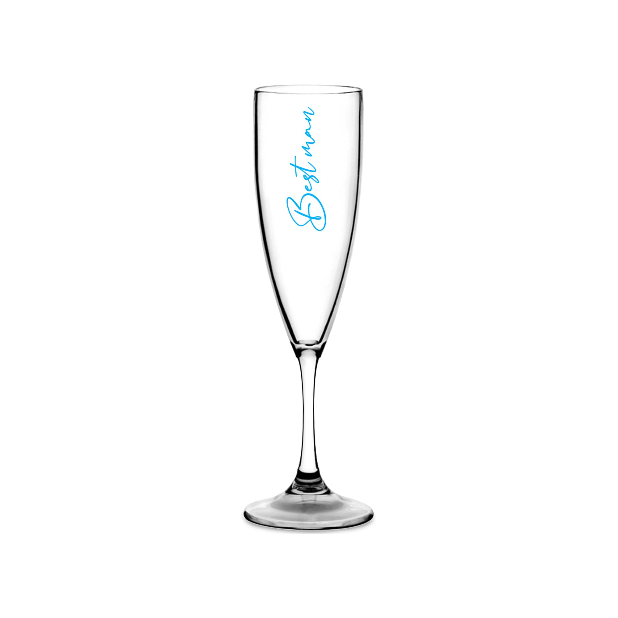 Print Maniacs Champagne Premium Clear Flute Glass Bride Groom Mr Mrs Wedding Maid Honour Wine Cocktail Prosecco Celebrations Gift (Baby Blue, Best Man)