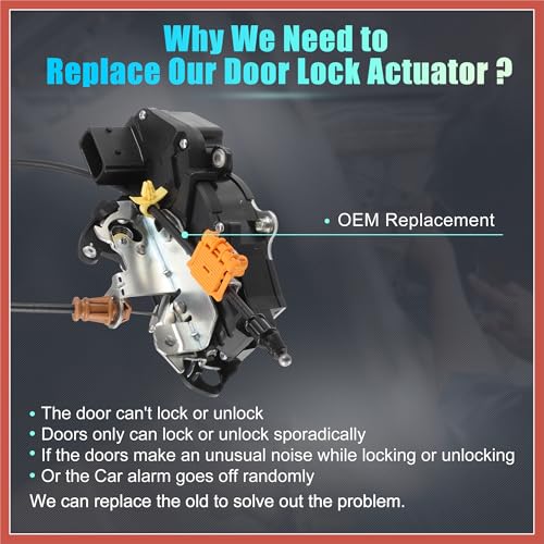 Image of ACROPIX Front Left Driver Side Power Door Lock Actuator Motor with Cable for Chevrolet Silverado 1500 2500 3500 2010-2013 for GMC Sierra Door Latch Actuator No.22862026 Black Car Parts